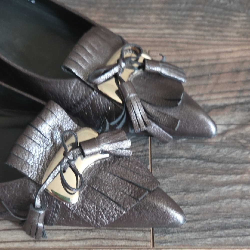 Stuart Weitzman Metallic Charcoal Loafers - Picture 10 of 12